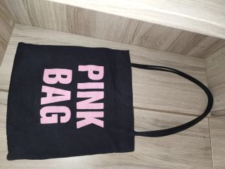 Borsa Pink Bag nera e rosa glitterata 30x28cm