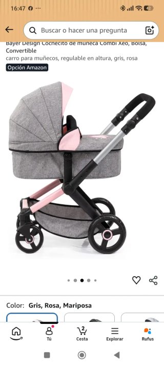 Carrito de muñecas Bayer Design convertible.