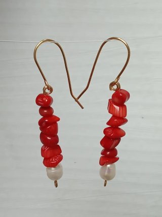 Pendientes de coral y perlas barrocas