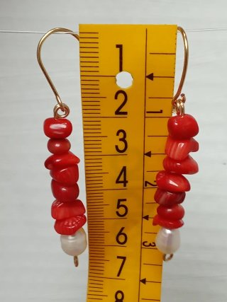 Pendientes de coral y perlas barrocas