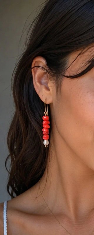 Pendientes de coral y perlas barrocas