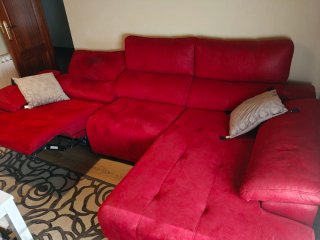 Sofá Chaise Longue Rojo Suede