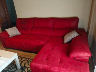 Sofá Chaise Longue Rojo Suede