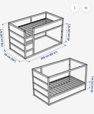Cama alta infantil de madera