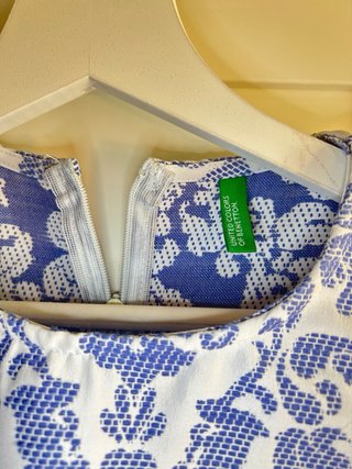 Vestido Benetton azul y blanco