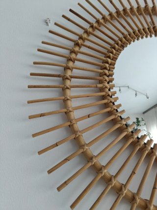 Espejo Redondo Ratán con forma de sol La Redoute