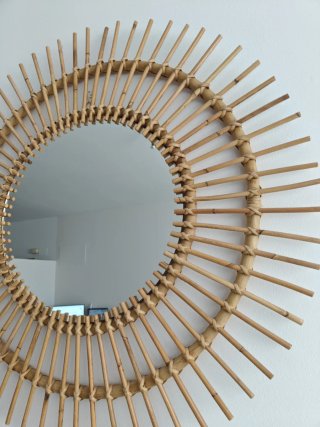Espejo Redondo Ratán con forma de sol La Redoute