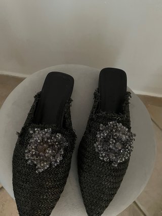 Sabot Zoe in rafia donna nero