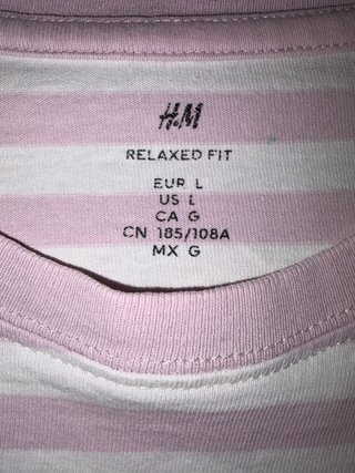 Camiseta H&M Rayas Rosas y Blancas Talla L