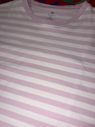 Camiseta H&M Rayas Rosas y Blancas Talla L