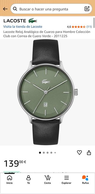 Reloj Lacoste correa de cuero.
