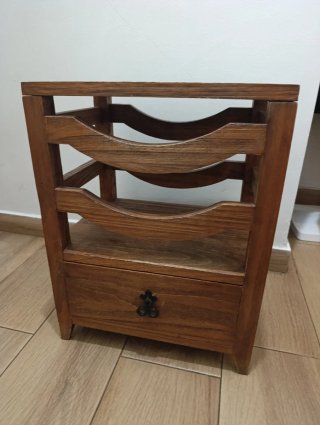 Mesita auxiliar madera mexicana con cajón