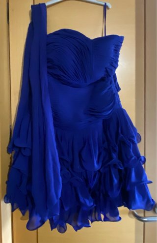 Vestido fiesta azul palabra de honor
