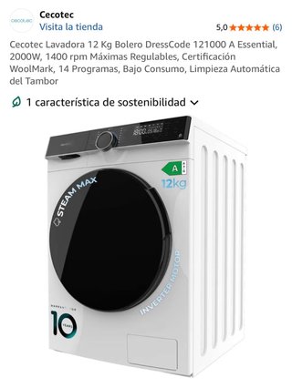 Lavadora Cecotec 12 Kg Bolero DressCode