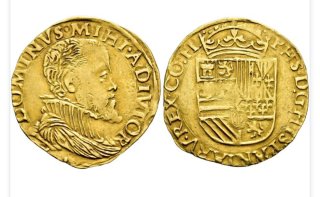 Muy raro 1/2 real Oro Felipe II. Brujas