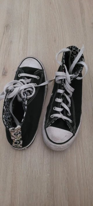 Botas Converse altas negras y animal print