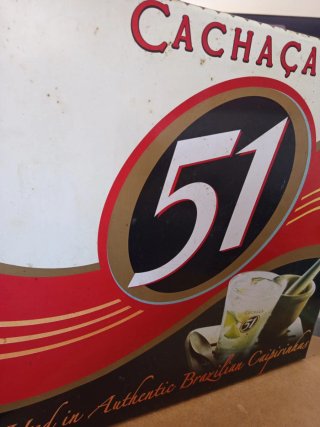Cartel Cachaça 51 Vintage Publicidad metal