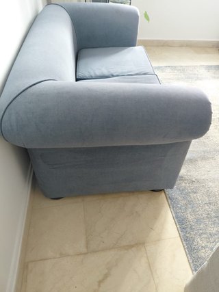 Sofá de 2 plazas azul/gris