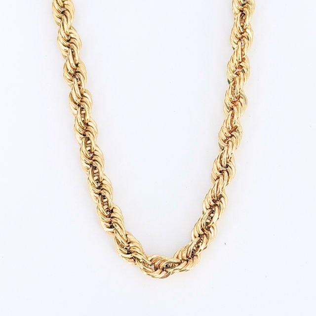 Cadena Salomónica de oro de 18k, 10.19 g, 62.5 cm.