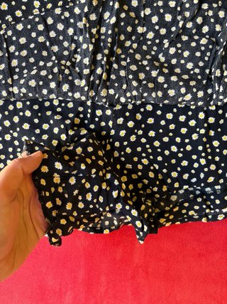 Falda pantalón flores negra
