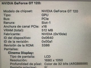 GRAFICA NVIDIA GeForce GT 120 (Mac Pro 5.1)