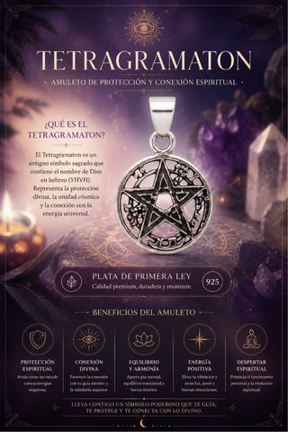 Colgante Tetragramaton Plata de primera ley 925