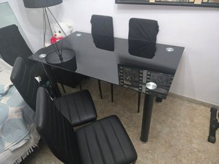 Mesa cristal negra y 6 sillas