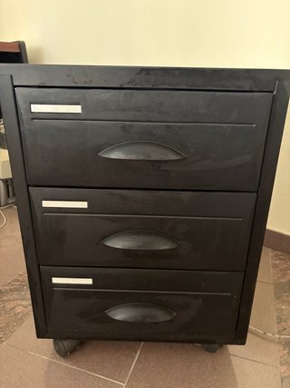Cabinet Nero Ufficio 3 Cassetti con Ruote