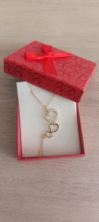 Pulsera esclava doble corazón pasamanos