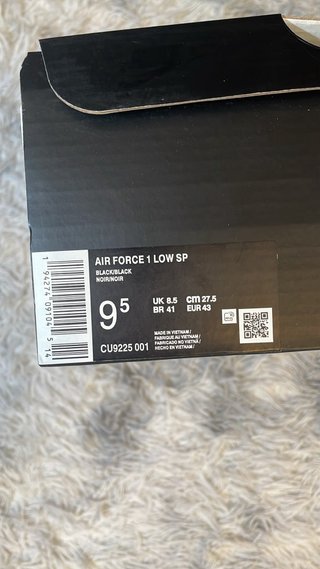 Nike Air Force 1 Low Supreme Black 43