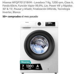 Lavadora Hisense 7 Kg, 1200 rpm, Clase A
