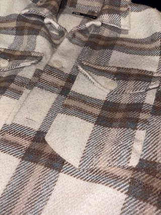 Sobrecamisa Zara cuadros beige y marrón Talla L
