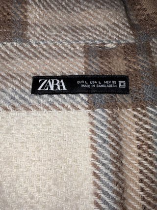 Sobrecamisa Zara cuadros beige y marrón Talla L