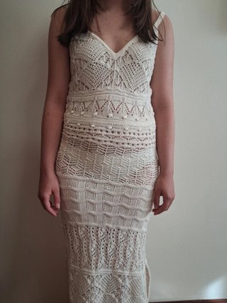 Vestido Zara Crochet Largo Y2K Creme  36/S