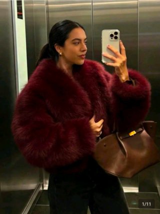 Chaqueta pelo granate