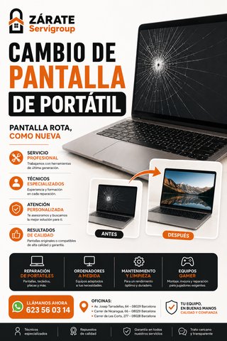 Cambio de pantalla portátil Barcelona