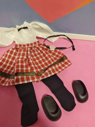 Conjunto vestido escocés años 80 muñeca nancy