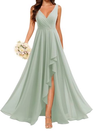Vestido Largo Fiesta • Verde Salvia • LEER BIEN!!!