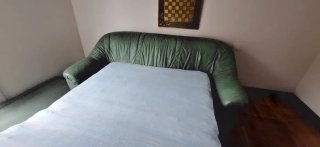 Sofá-cama piel 3 plazas verde