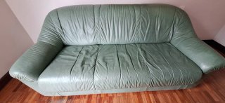 Sofá-cama piel 3 plazas verde