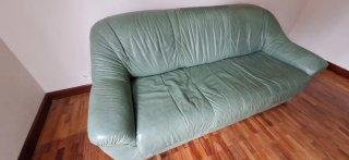 Sofá-cama piel 3 plazas verde