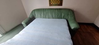 Sofá-cama piel 3 plazas verde