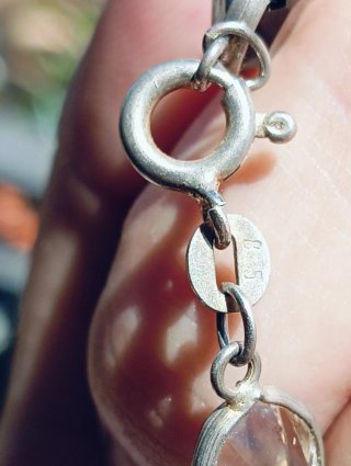 Collana vintage argento 835 cristalli e onice