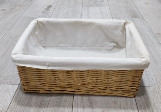 Cesta Mimbre Forrada Tela Beige