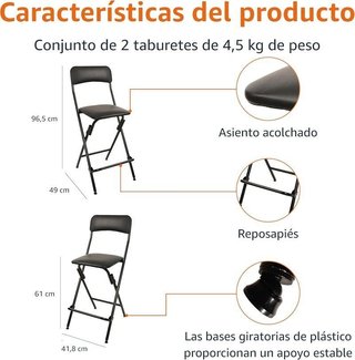 2 Taburetes Plegables 61cm NUEVO