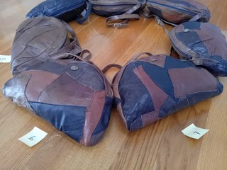 Bolso patchwork cuero marrón.