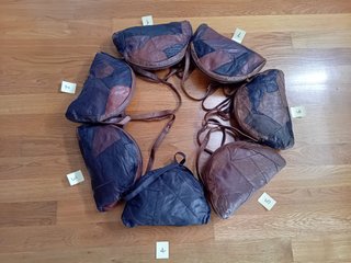 Bolso patchwork cuero marrón.