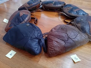 Bolso patchwork cuero marrón.