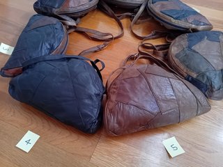 Bolso patchwork cuero marrón.
