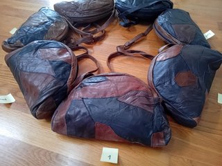 Bolso patchwork cuero marrón.